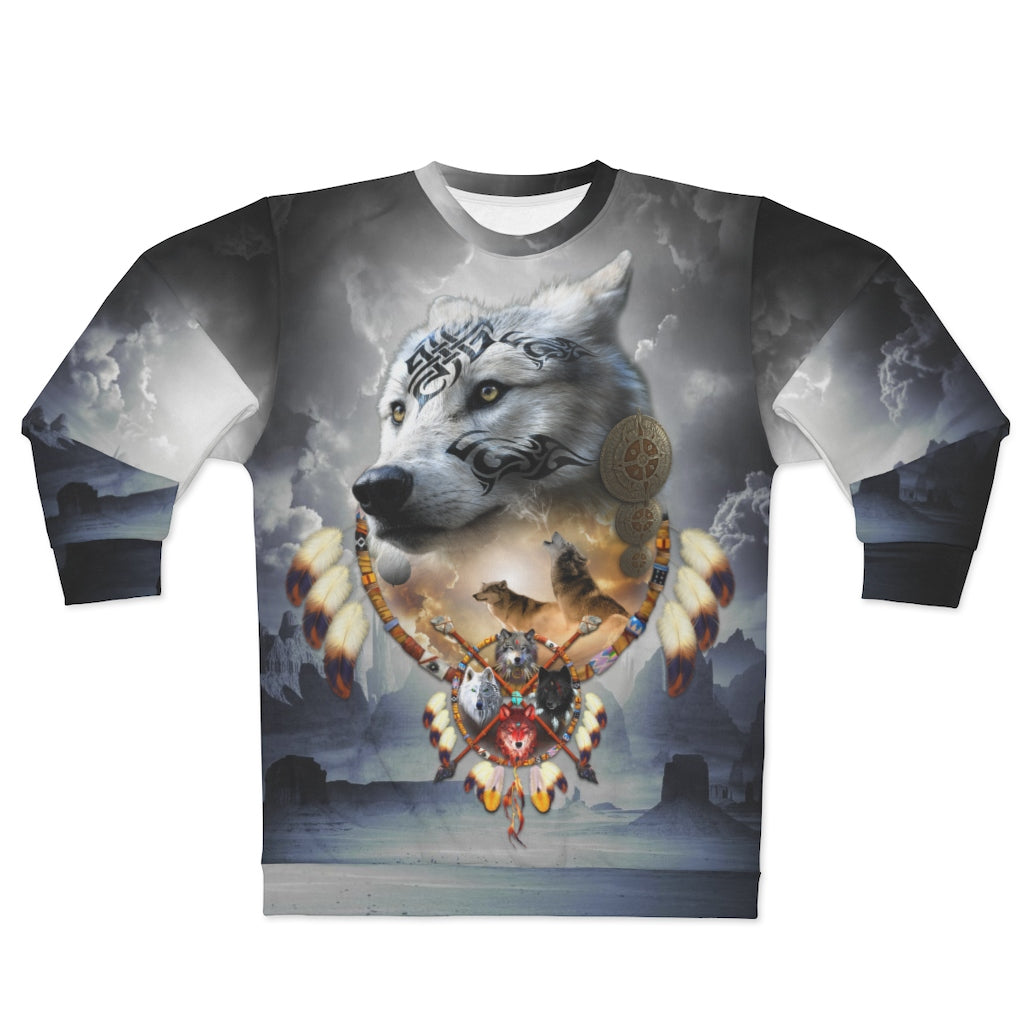 Tee Hunt Man Wolf Spirit Dreamcatcher T-Shirt Native American Chief Tribe  Mens Shirt, Purple, Small 