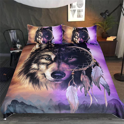 Wolf Dreamcatcher Face Bedding Set
