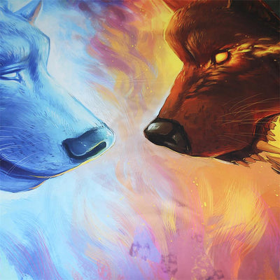 Fire and Ice Wolf Bedding Set