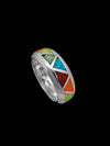 Rounded Band Rainbow Triangles Pride Ring 925 Sterling Silver