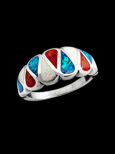 The Patriot Opal Teardrops Ring 925 Sterling Silver