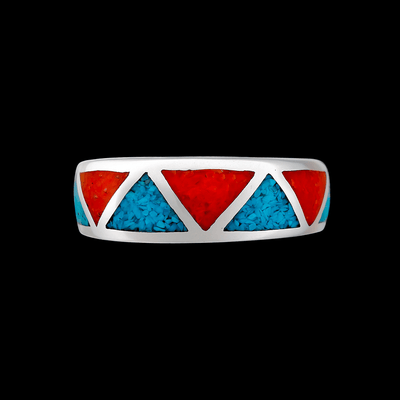 Flat Band Triangles Ring 925 Sterling Silver