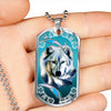 Turquoise Wolf Feather Wolf Tag