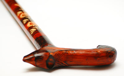 Red Wolf Wooden Cane