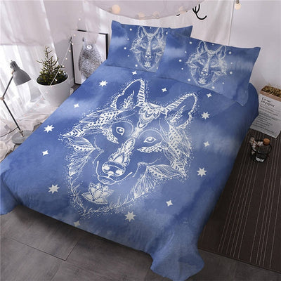 Tribal Wolf Colored Bedding Set